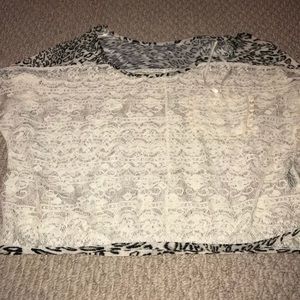Crop cheetah lace top